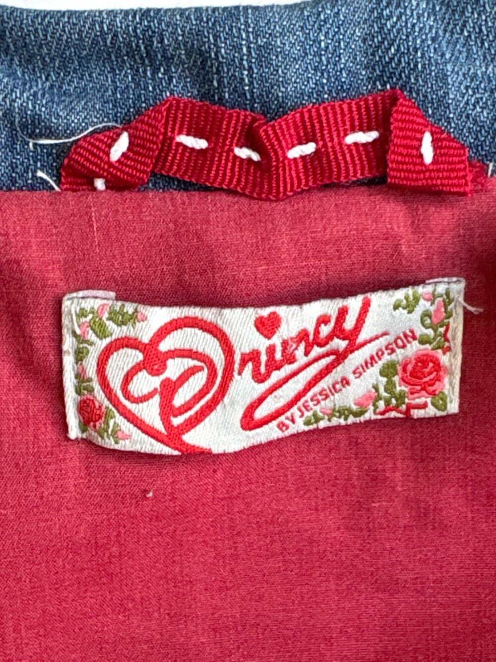 Princy by Jessica Simpson jean denim jacket Y2K Distressed Preppy, Thrashed - Picture 10 of 16
